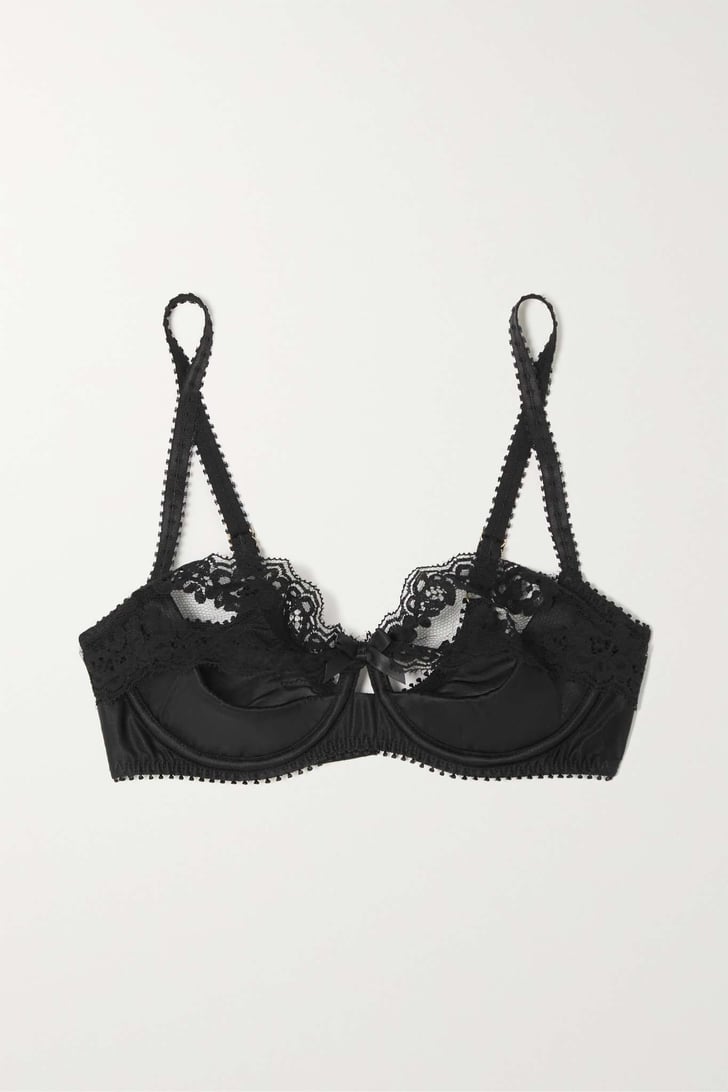 Agent Provocateur Lacy Leavers Lace and Silk-Satin Underwired Balconette  Bra, Kylie Jenner Models a Plunging Satin Bra For an Instagram Photo Shoot