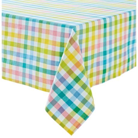 H for Happy Easter Gingham 70-Inch Round Tablecloth