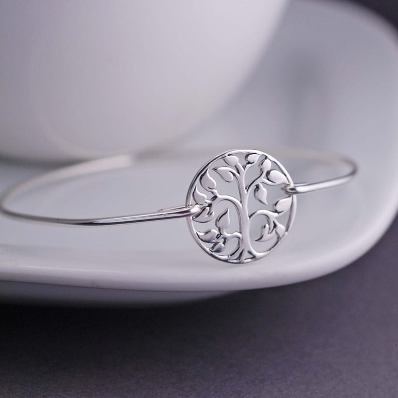 Recycled Sterling Silver Tree Bangle Bracelet