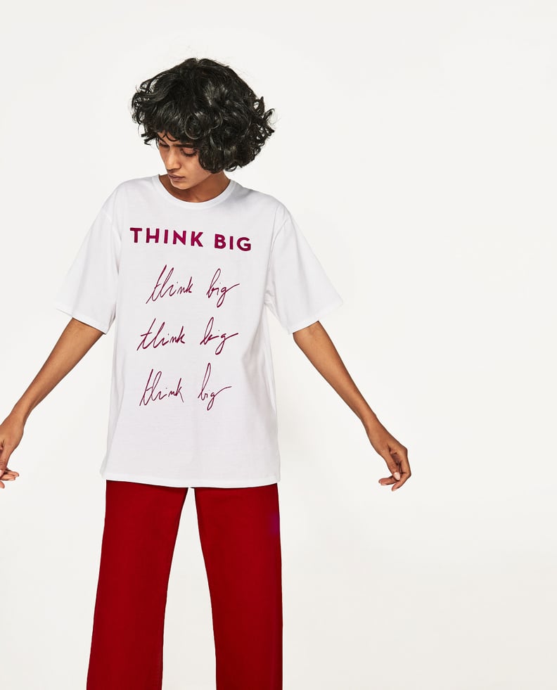 Zara T-Shirt With Embroidered Text
