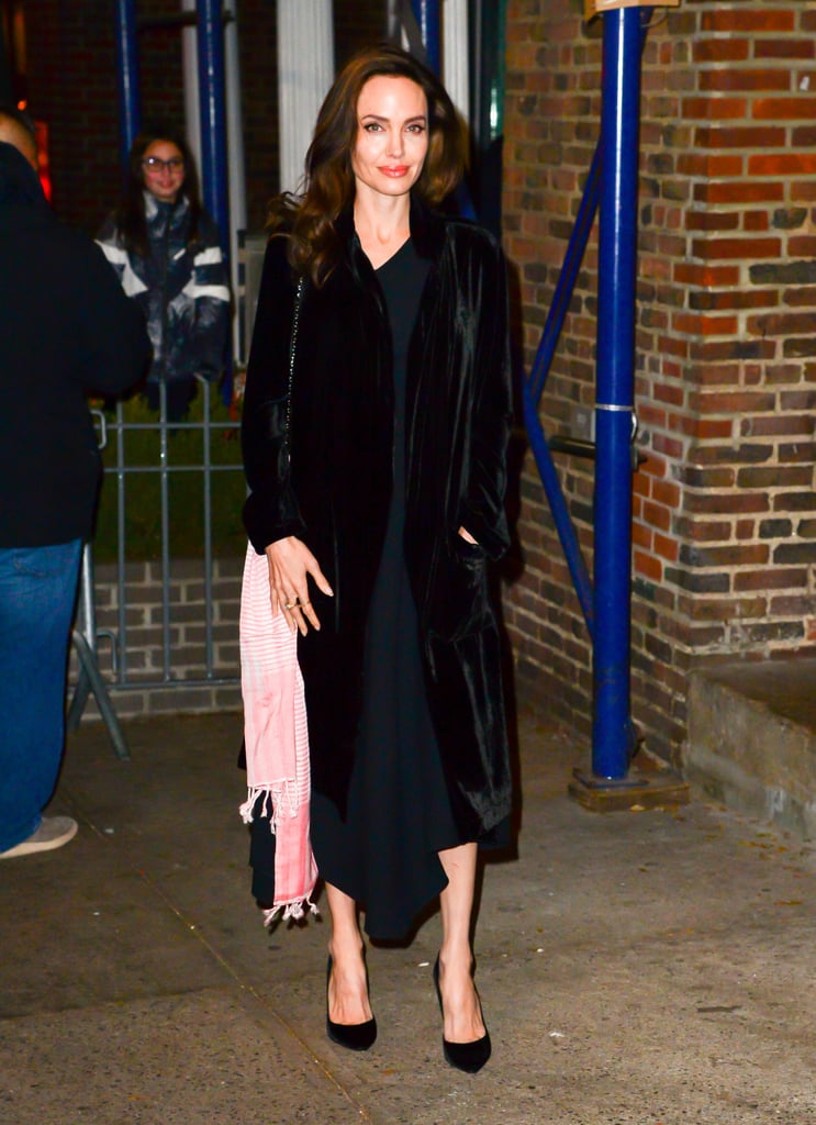 Angelina Jolie Wearing Black Velvet Robe POPSUGAR Fashion