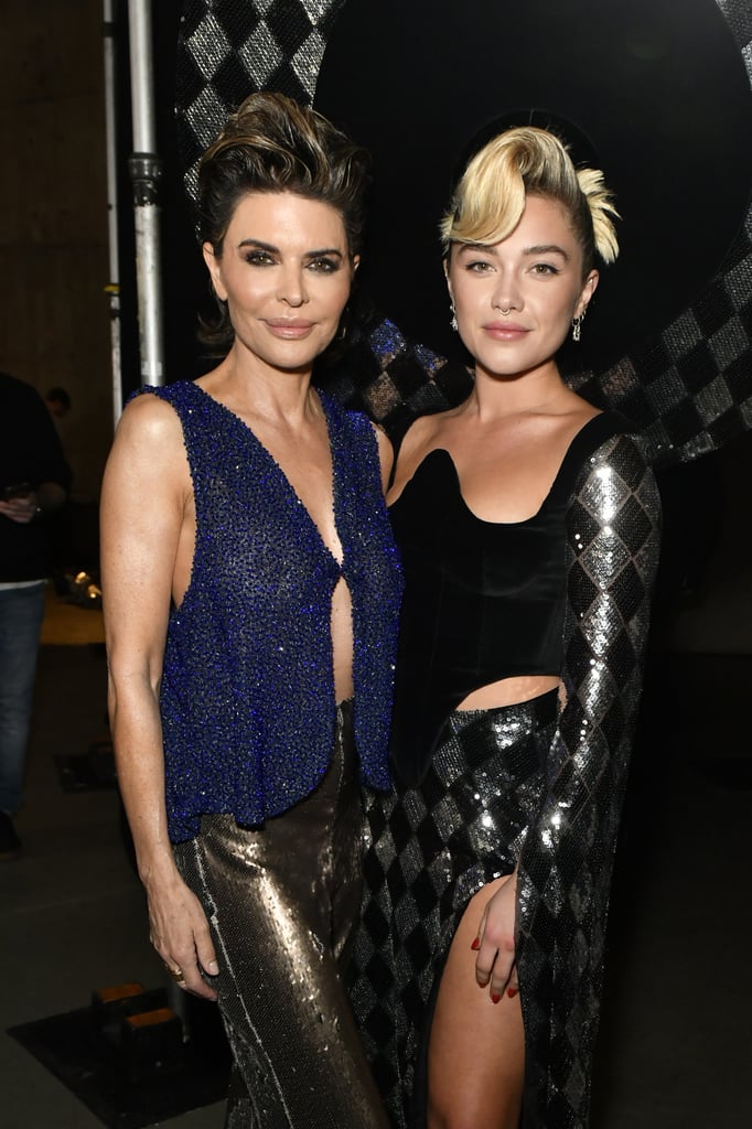 Florence Pugh and Lisa Rinna at the Harris Reed AW23 Show at London Fashion Week