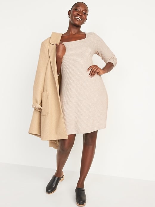 Old Navy Fit & Flare Rib-Knit Long-Sleeve Mini Dress