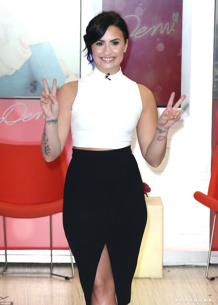 On Thursday, Demi Lovato was all smiles on the NYC set of Good Morning America.