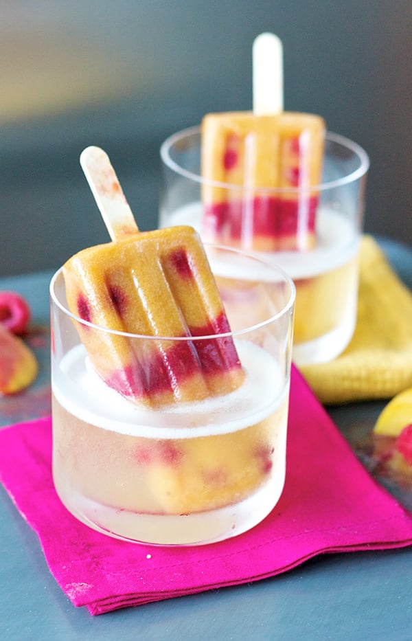 Raspberry Peach Popsicle Cocktails
