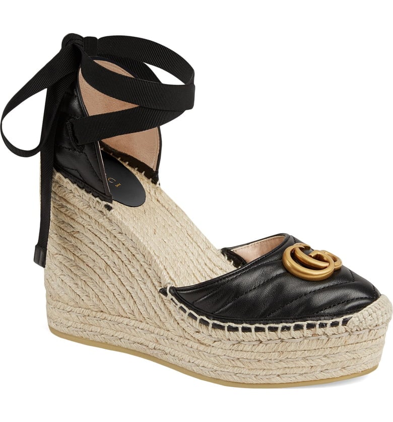 Gucci Palmyra Ankle Tie Espadrille Wedges