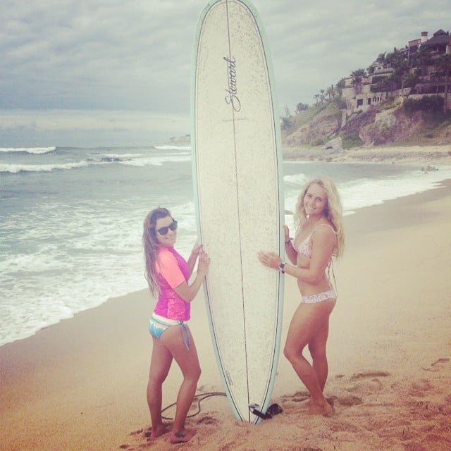 Lea's surfboard in Mexico was twice her size!
Source: Instagram user msleamichele