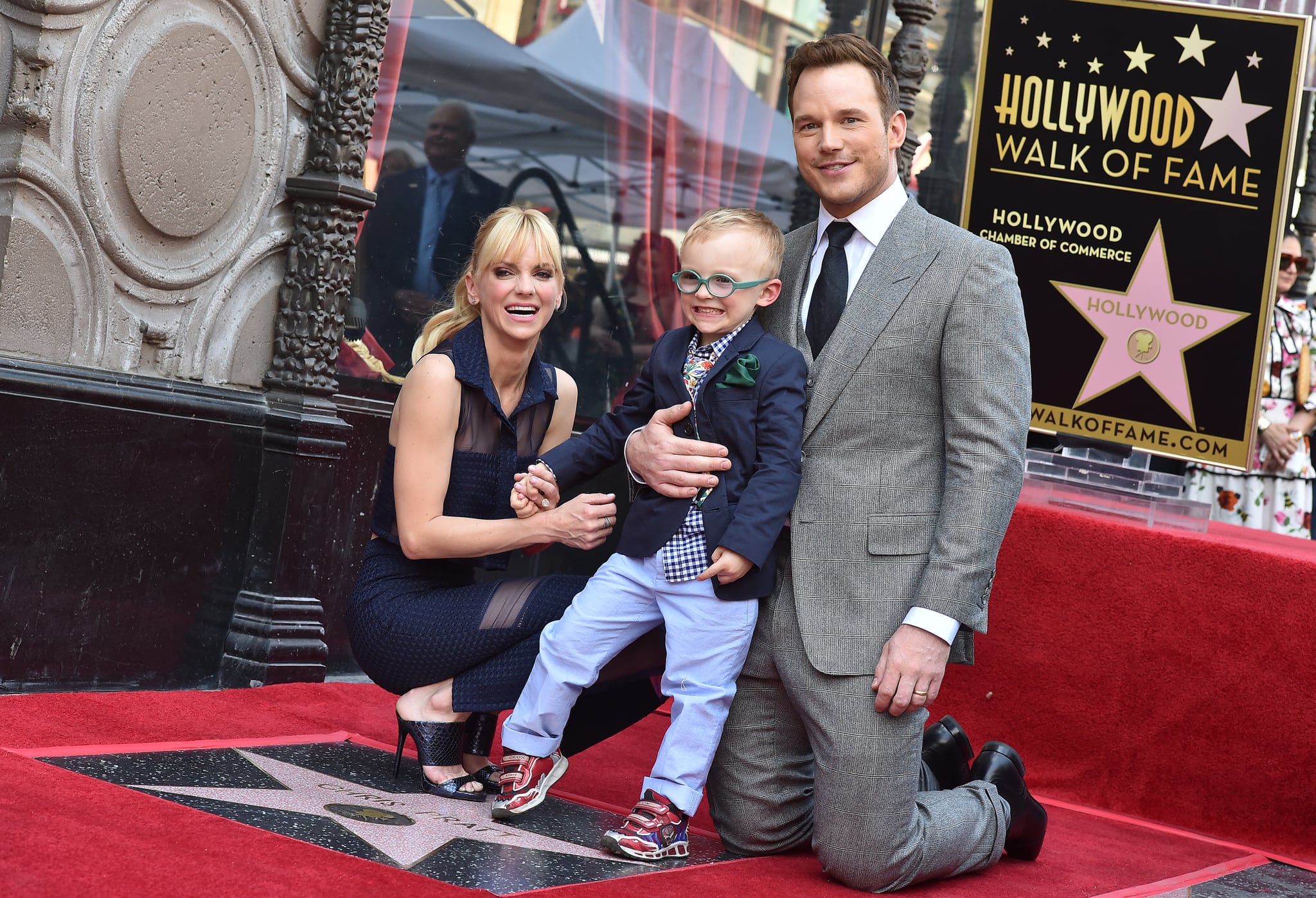 HOLLYWOOD, CA - APRIL 21:  Actor Chris Pratt, wife Anna Faris and son Jack Pratt attend the ceremony honouring Chris Pratt with a star on the Hollywood Walk of Fame on April 21, 2017 in Hollywood, California.  (Photo by Axelle/Bauer-Griffin/FilmMagic)