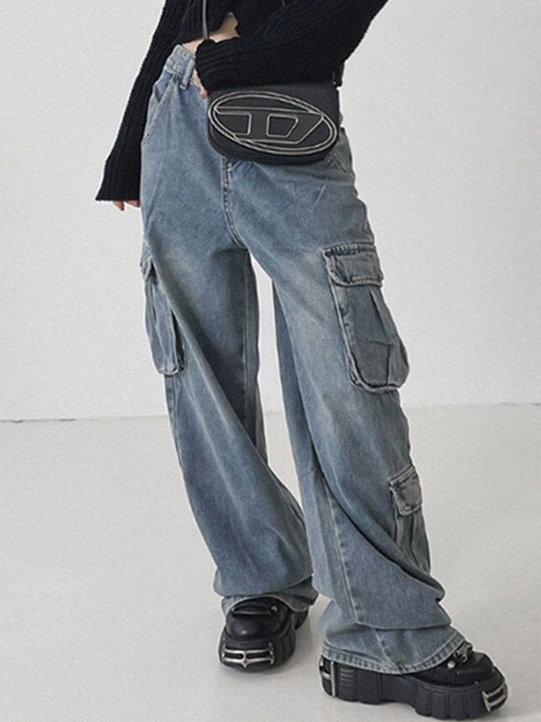 Emmiol Pocket Patch Boyfriend Fit Cargo Jeans