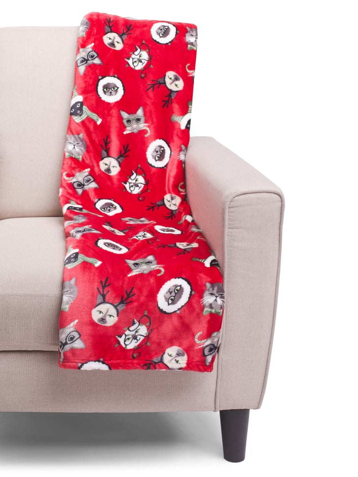 Christmas Cat Faces Throw Best TJ Maxx Christmas Decor 2019