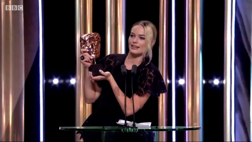 Margot Robbie Delivering Brad Pitt's 2020 BAFTAs Acceptance Speech