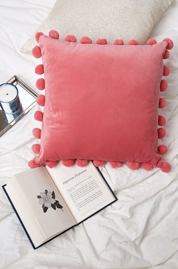 Velvet Pom Pom Throw Pillow