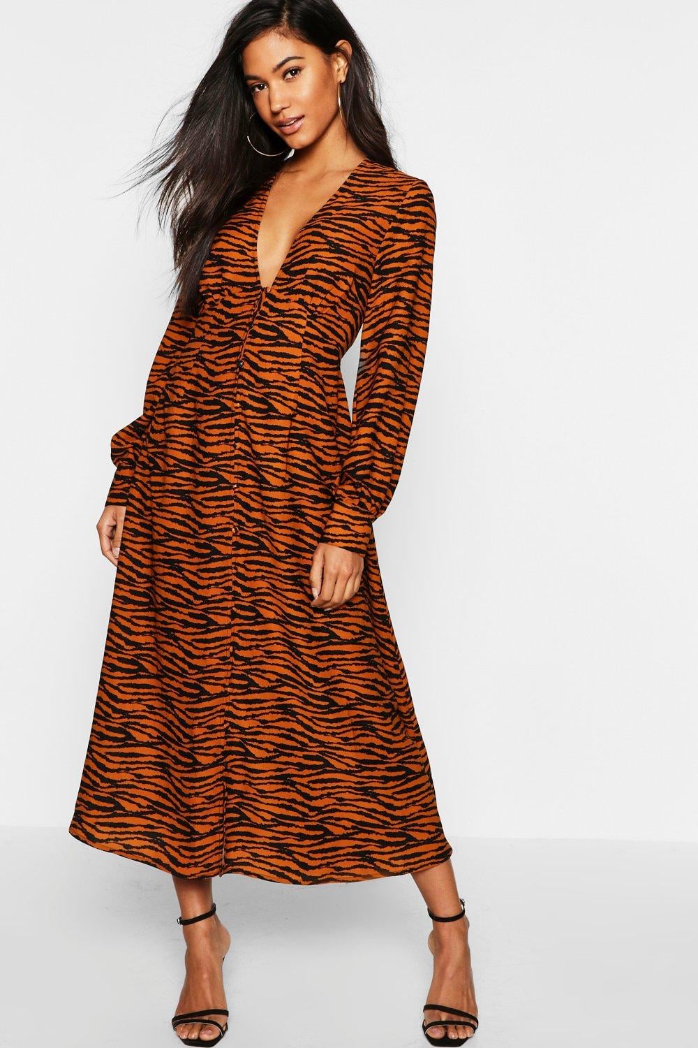 boohoo tiger print dress