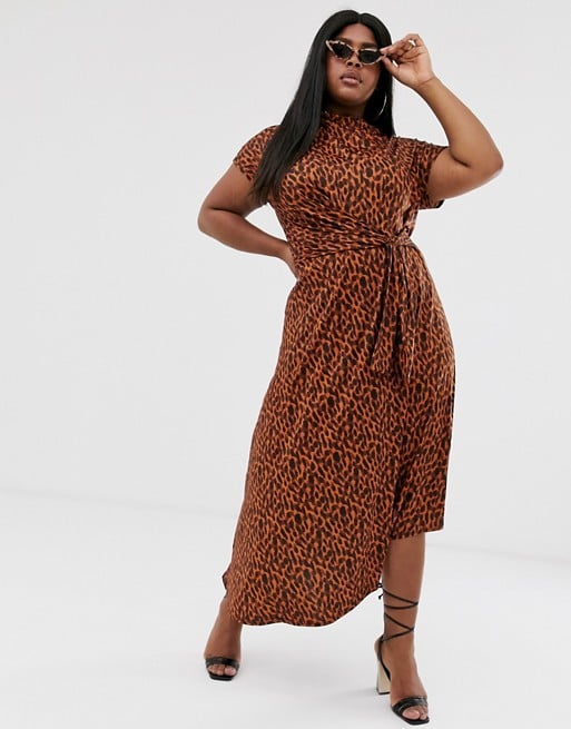 ASOS Curve Cowl Neck Tie Waist Midi Dress