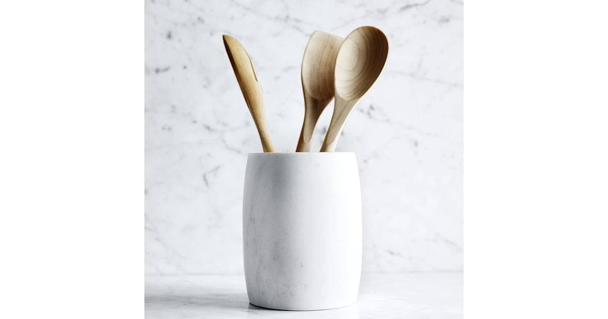 White Marble Kitchen Utensil Holder, Kitchen Accessories