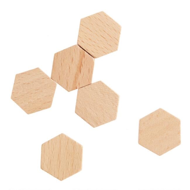 Wood Hexagon Magnets Set of Six