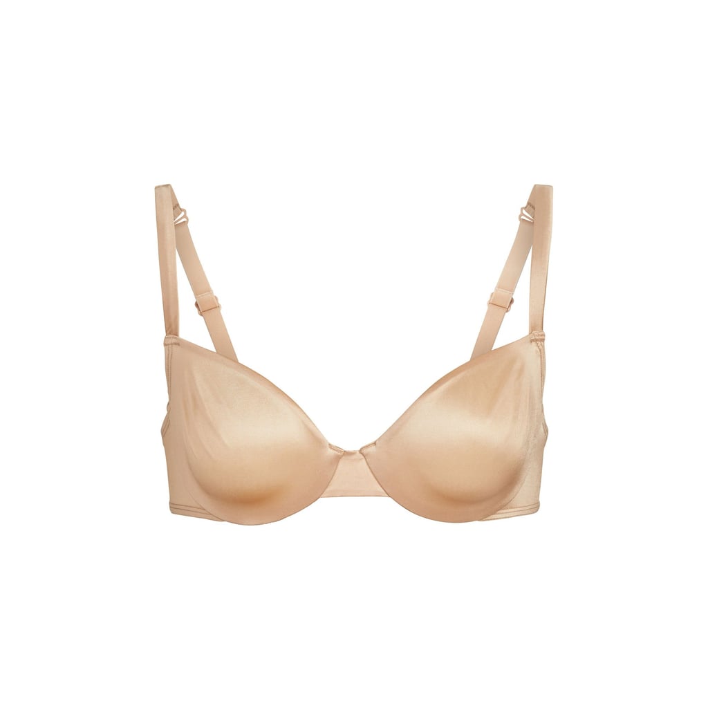 SKIMS Stretch Satin Unlined Underwire Bra in Honey