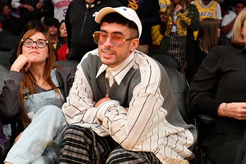 LOS ANGELES, CALIFORNIA - MARCH 03: Singer Bad Bunny attends a basketball game between the Los Angeles Lakers and the Philadelphia 76ers at Staples Center on March 03, 2020 in Los Angeles, California. (Photo by Allen Berezovsky/Getty Images)
