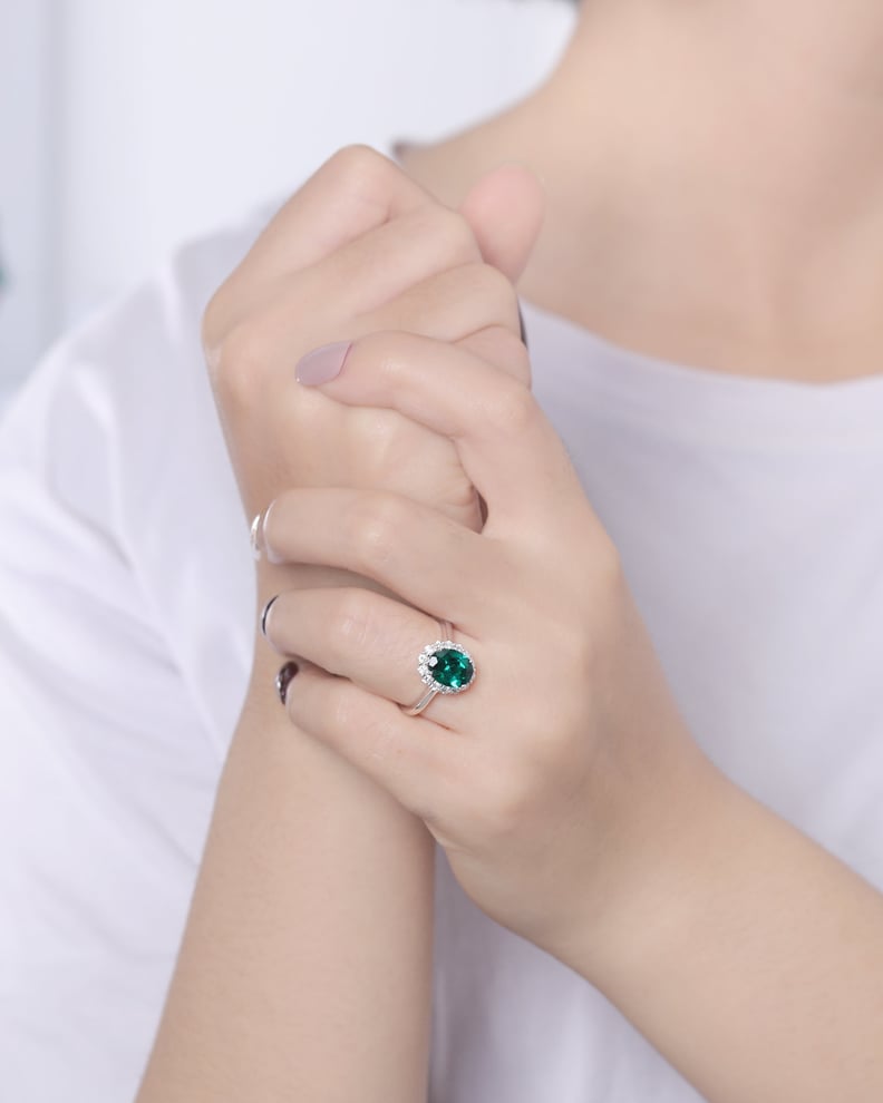 TopLoveStudio Emerald Engagement Ring Vintage