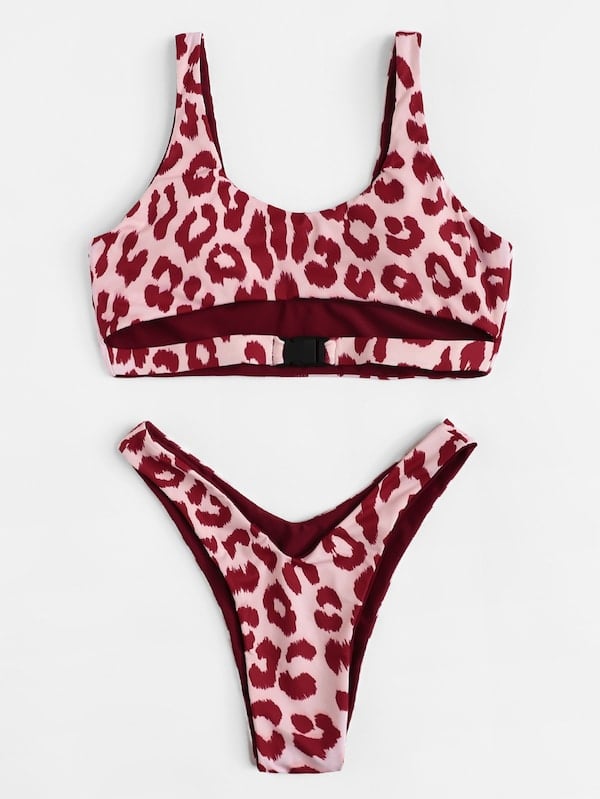 Shein Leopard High Leg Bikini Set