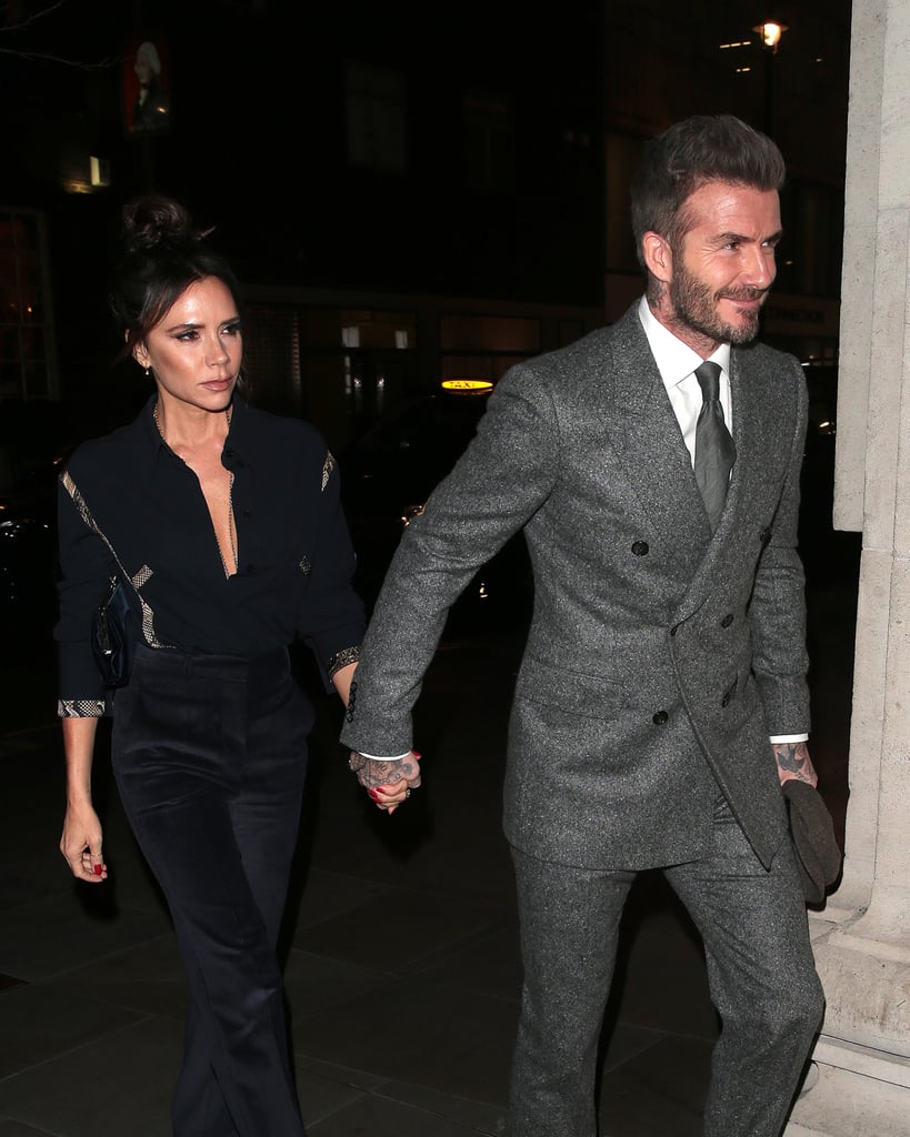 Victoria Beckham Blue Snakeskin Blouse With David Beckham