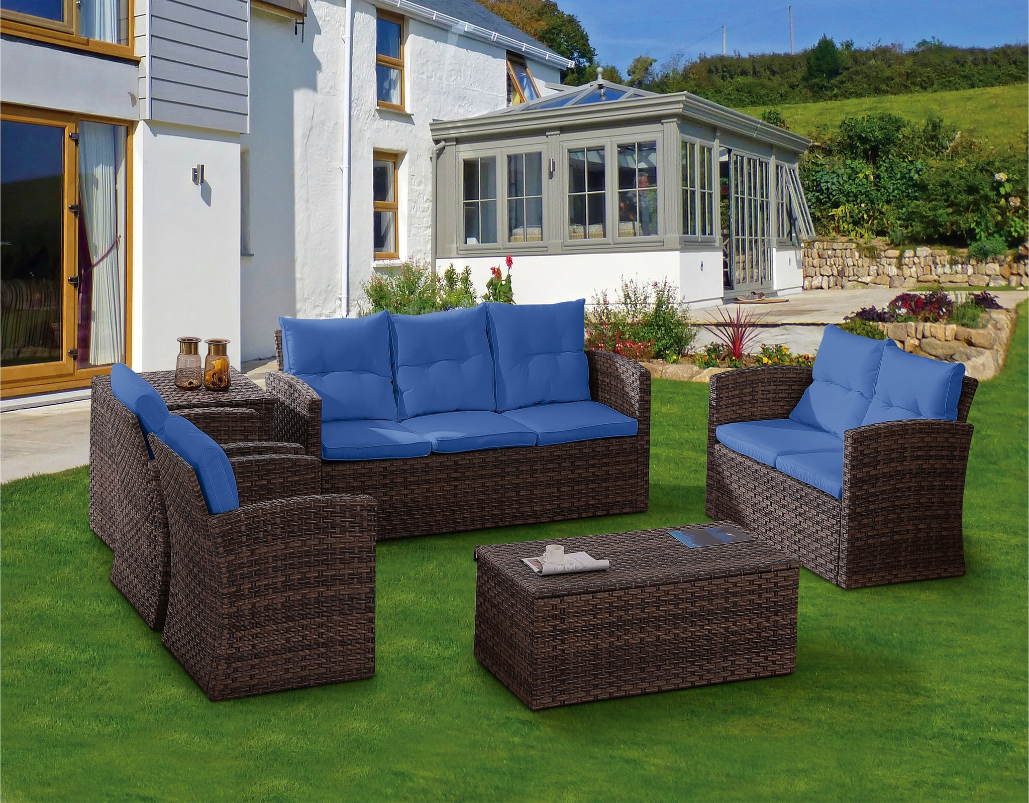 Fordville Rattan Sofa Seating Group With Cushions These Outdoor