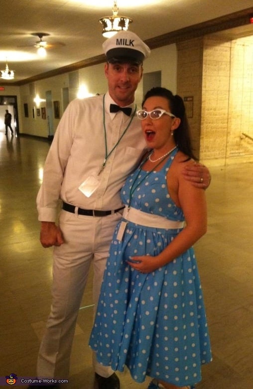  50s  Housewife and Milk Man Creative Couples Costume  