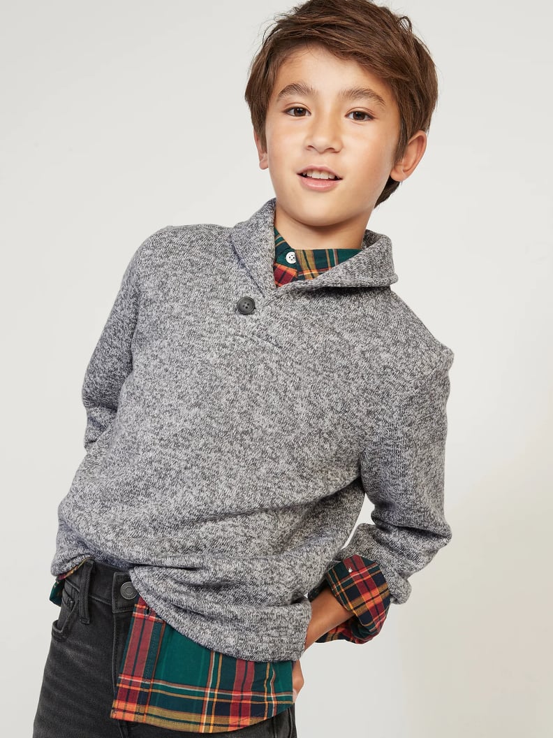 Kids' Apparel and Activewear: Old Navy Shawl-Collar Sweater-Fleece Pullover