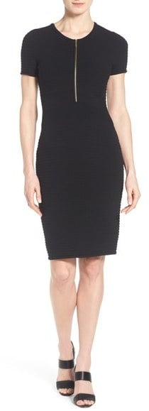BOSS 'Feria' Zip Front Ribbed Knit Dress ($495)