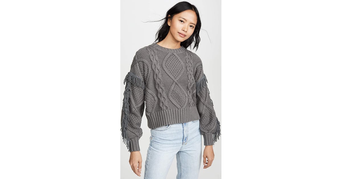 Line and discount dot fringe sweater