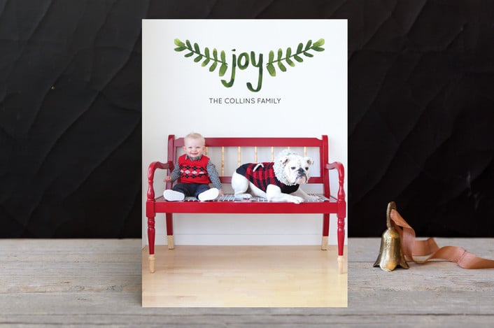 Hand-Painted Branches Holiday Photo Cards