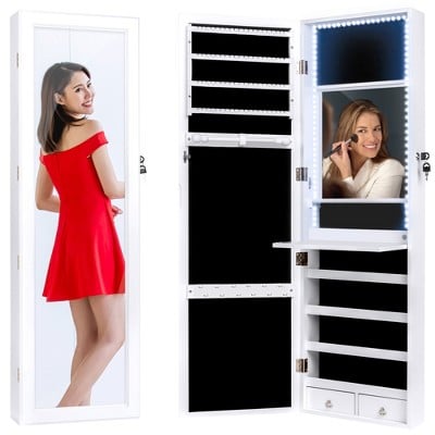 Best Choice Products Hanging or Standing Mirror Jewellery Armoire Cabinets