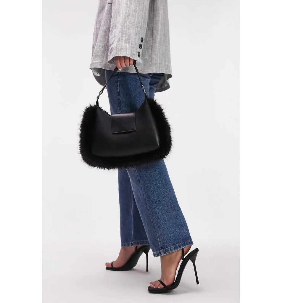 A Furry Shoulder Bag: Topshop Shantae Faux-Fur Trim Faux-Leather Shoulder Bag