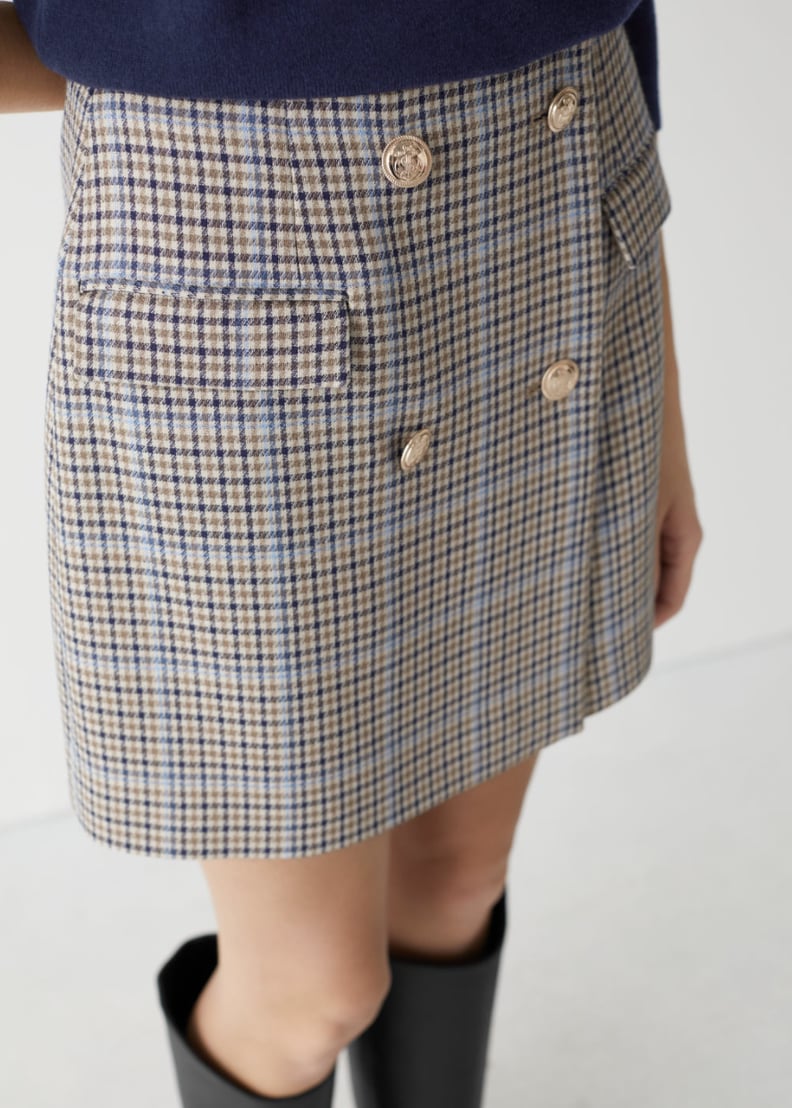 Dark-Academia Outfits: & Other Stories Buttoned Wrap Mini Skirt