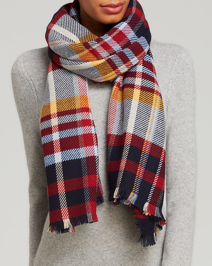 Aqua Oversized Plaid Scarf