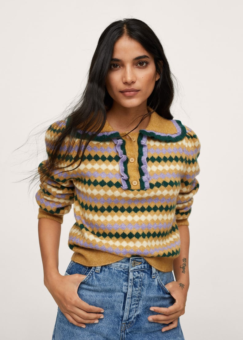 For a Standout Top: Mango Printed Knit Sweater