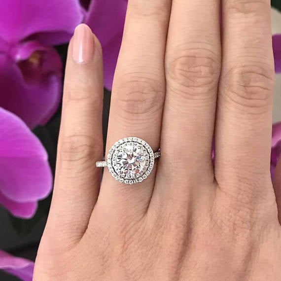2.5 ctw Round Double Halo Engagement Ring