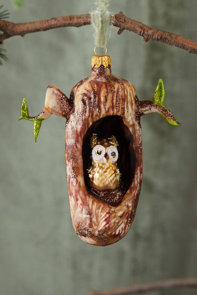 Owl in a Tree Glass Ornament