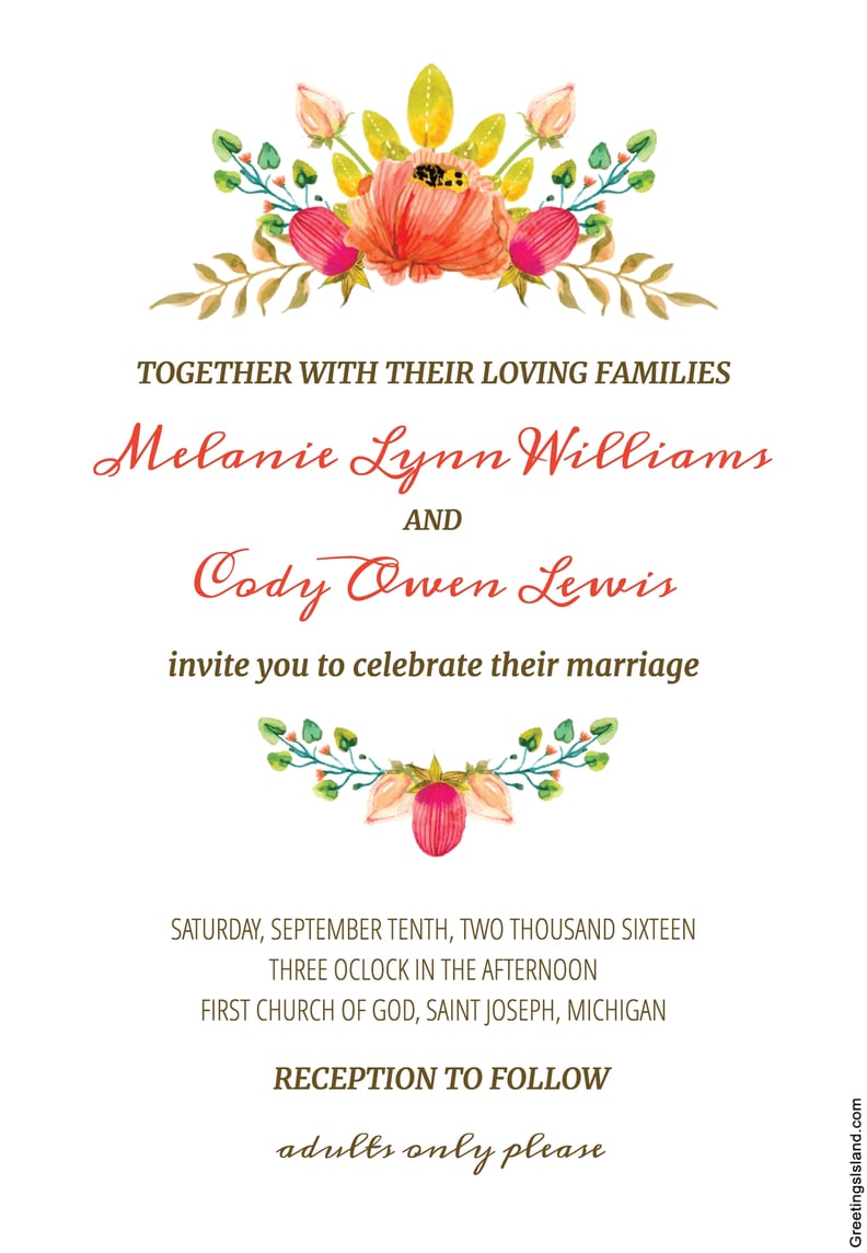 Flower Crown Wedding Invitation