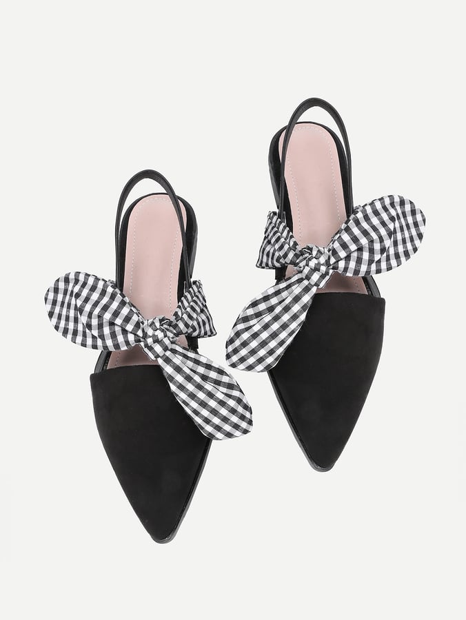 SheIn Gingham Bow-Tie Pointed-Toe Flats
