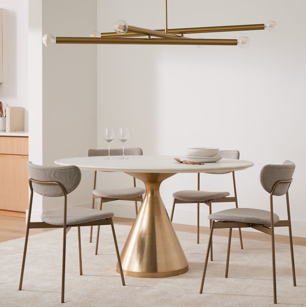 A Pedestal Dining Table: Silhouette Pedestal Marble Round Dining Table