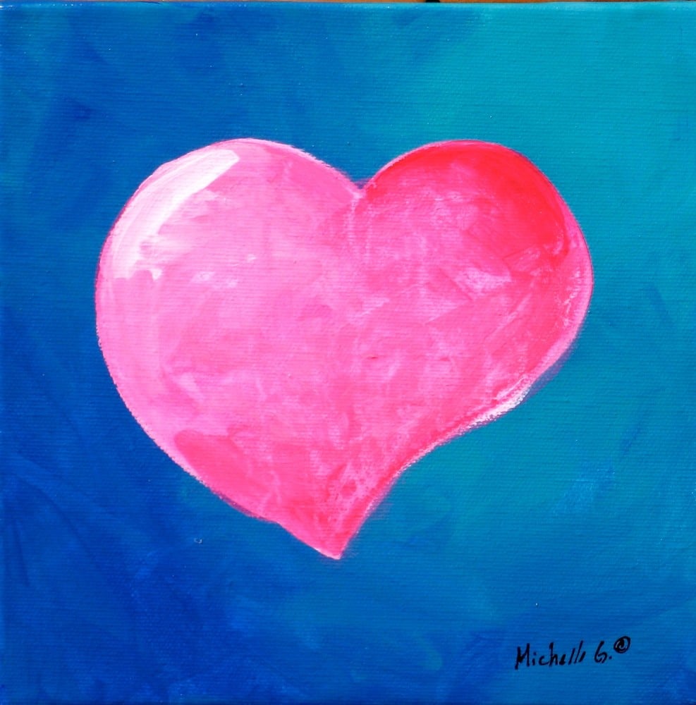 Add a bold splash of color to his or her room with this bright heart canvas art ($95).