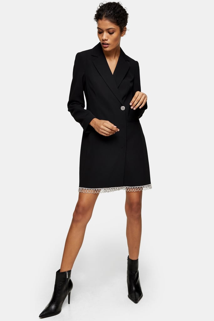 Black Diamante Suit Blazer Dress