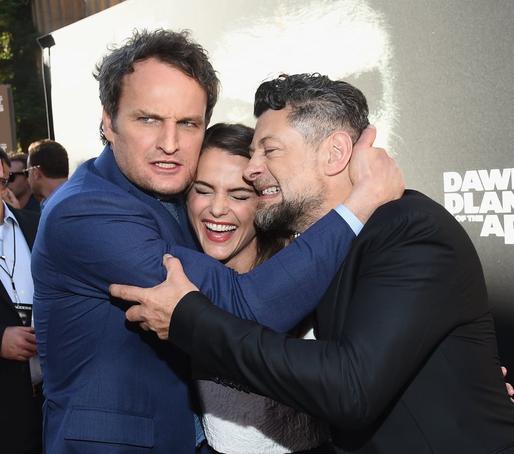 On Thursday, Jason Clarke, Keri Russell, and Andy Serkis laughed at the Dawn of the Planet of the Apes premiere in San Francisco.