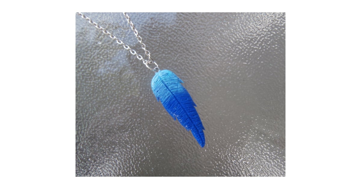 Harvest Moon Blue Feather Necklace ($12 