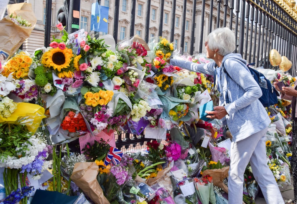 Tributes left at Buckingham Palace.