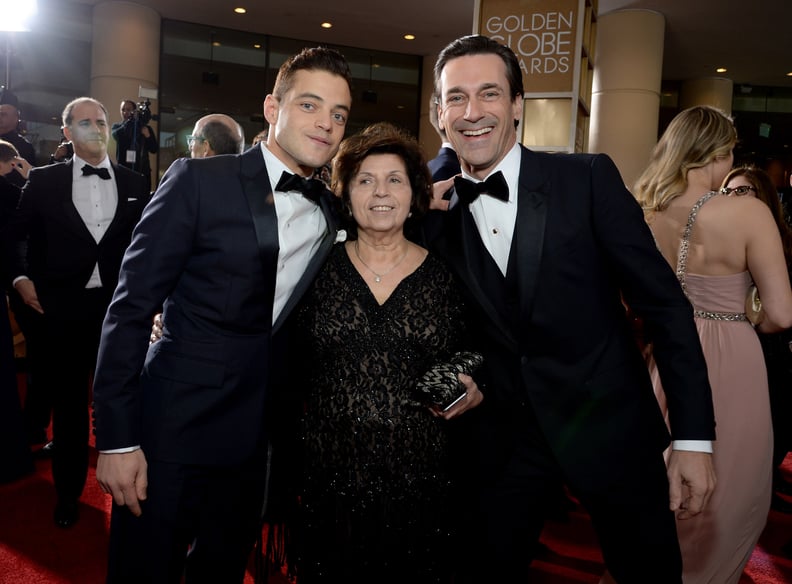 Rami Malek and his mom (with Jon Hamm)