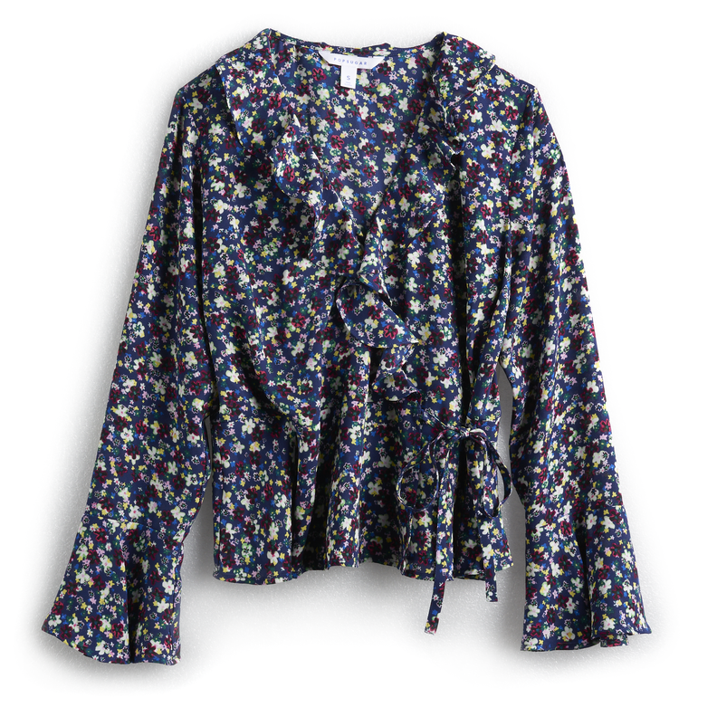 Ruffle Faux Wrap Top in Modern Liberty Floral
