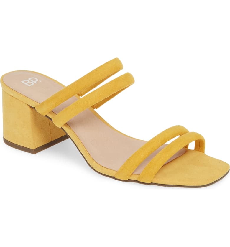 BP. Lucia Block Heel Slide Sandal in Yellow