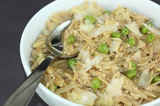 Whole Wheat Orzo With Artichokes and Peas